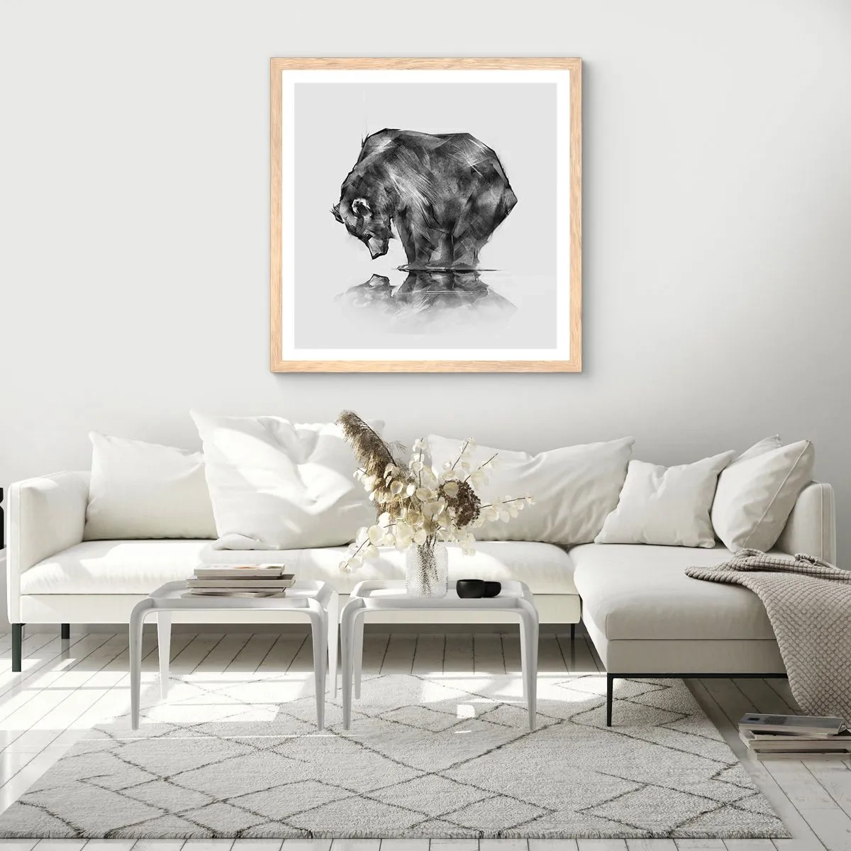 Poszter világos tölgy keretben - Jó látni rokont - 40x40 cm