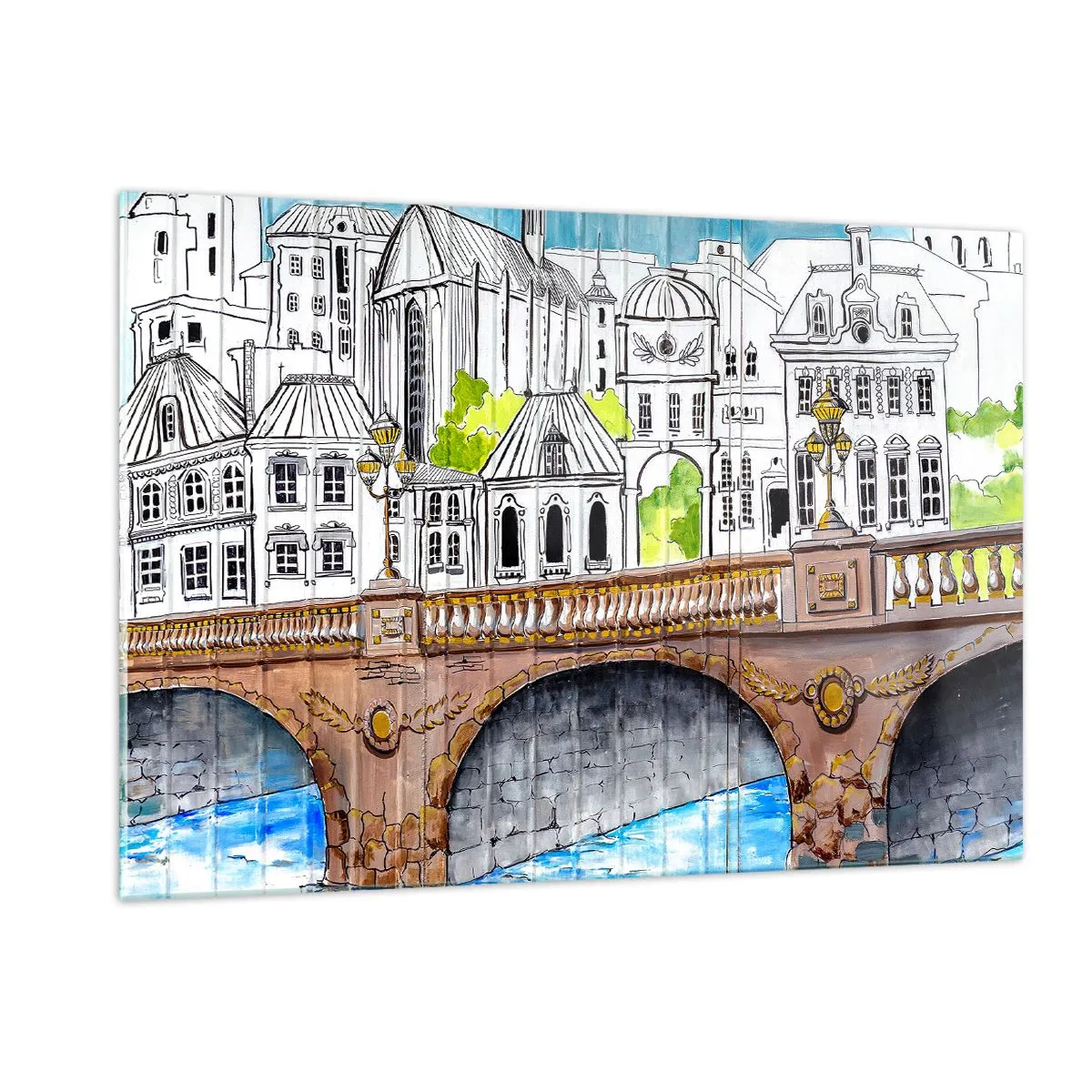 Üveg kép - Város mint a festményről - 120x80 cm