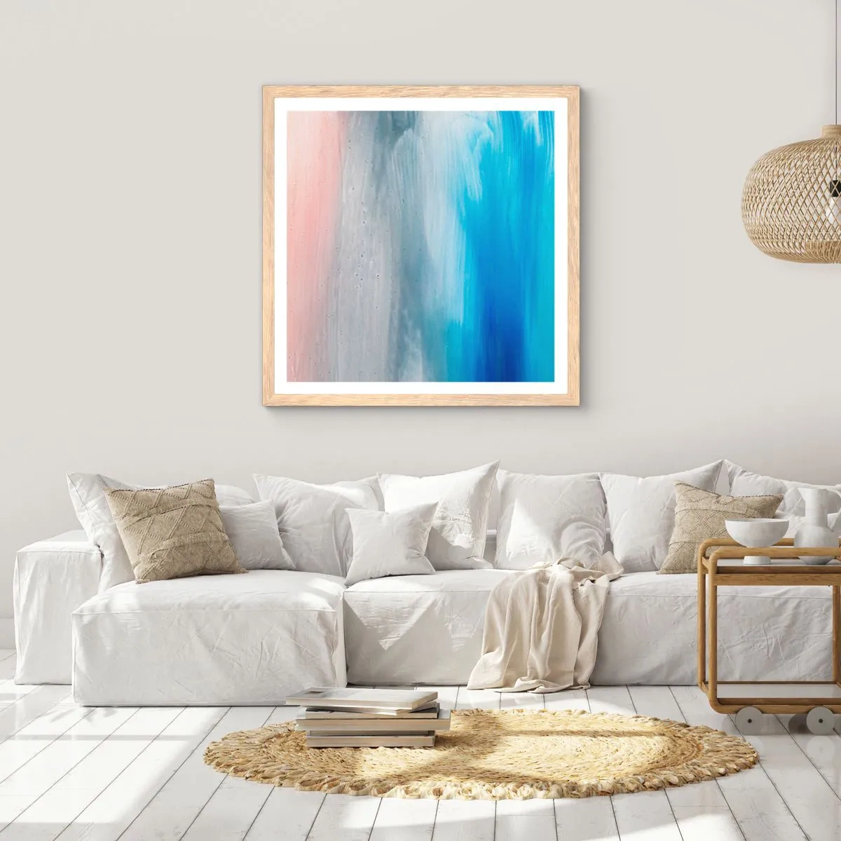 Poszter világos tölgy keretben - Elemek: levegő - 60x60 cm