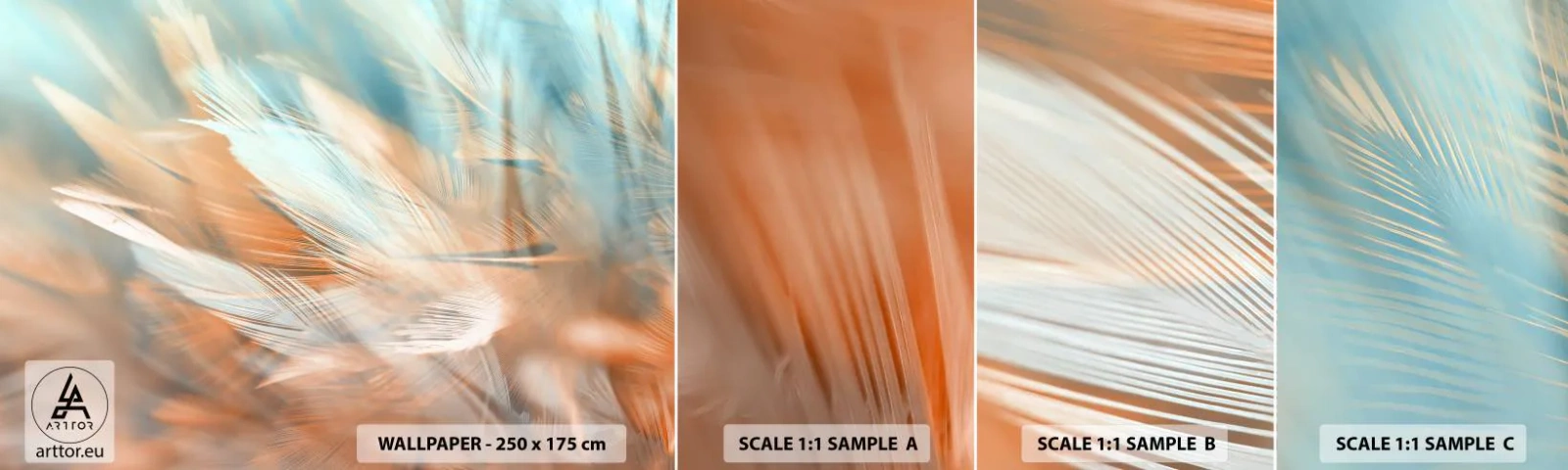 Fotótapéta Minta Öntapadós Deluxe Sticker - A szelídség földjén - Törékeny, Tollak, Minimalizmus - 100x30 cm