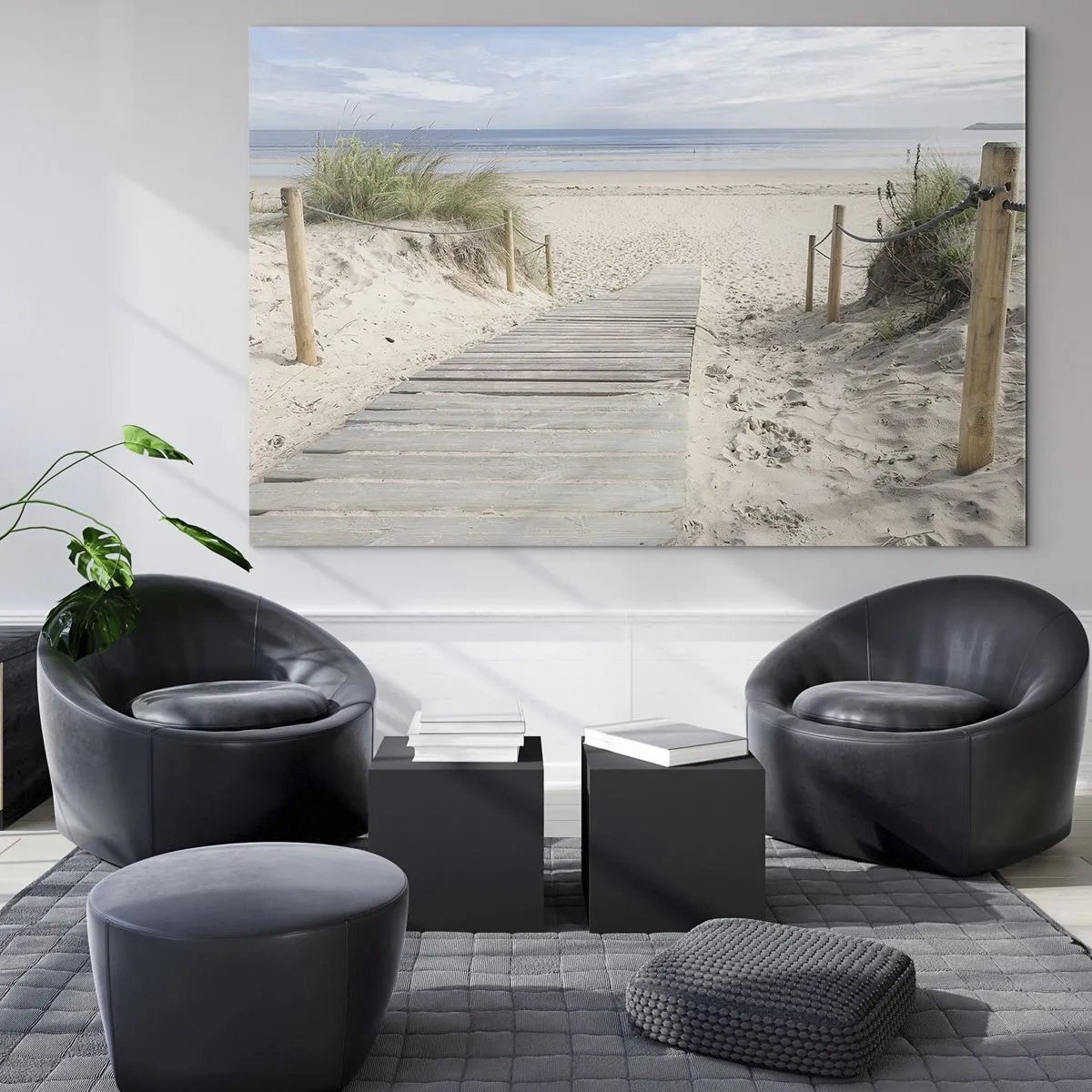 Üveg kép - Út a tengerpartra, kilátással a tengerre - 70x50cm - A horizontig - Modern fali dekoráció nappalihoz és hálószobához ARTTOR