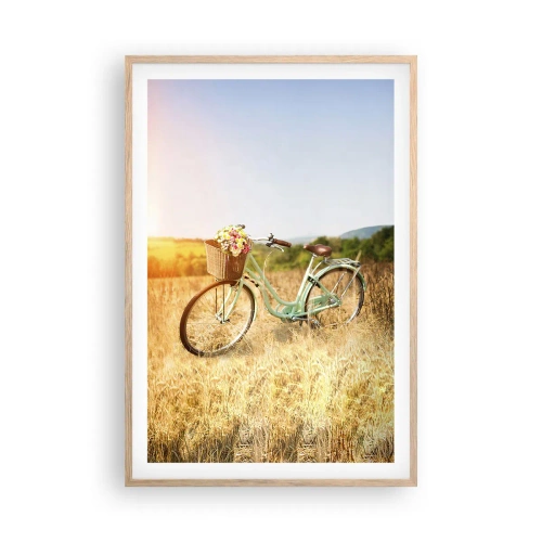 Poszter világos tölgy keretben - Itt maradok egy darabig - 61x91 cm