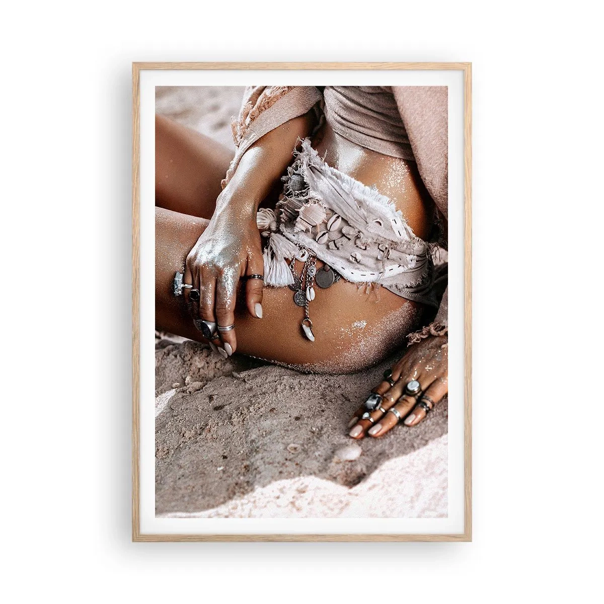 Poszter világos tölgy keretben - A hullámok vetettek partra? - 70x100 cm