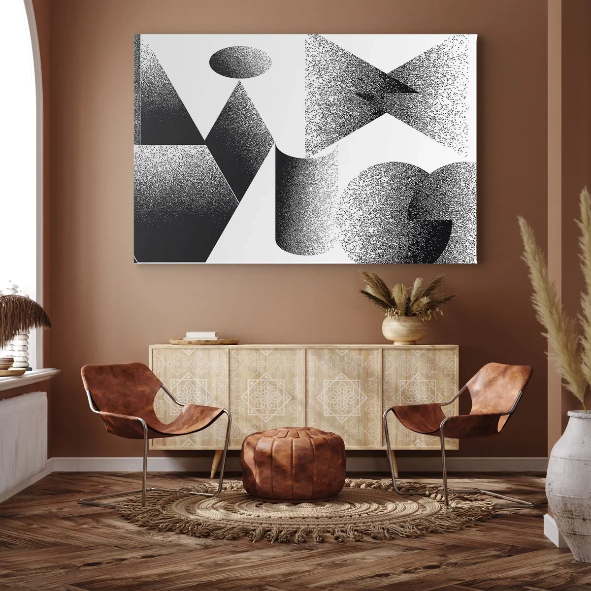 Vászonkép - Szögekből és ovális alakzatokból álló geometria - 70x50cm - Szögek és oválisok - Modern fali dekoráció nappalihoz és hálószobához ARTTOR