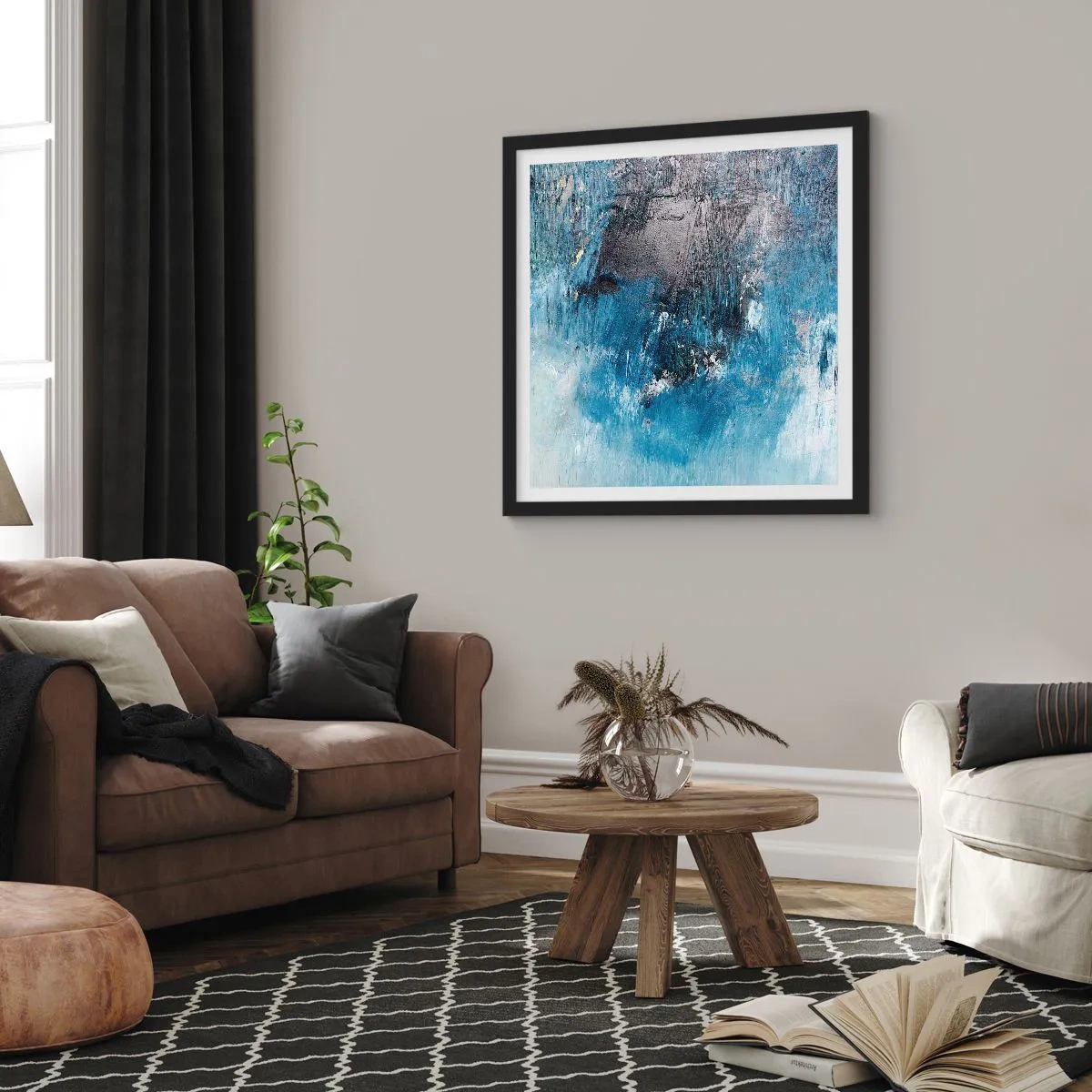 Poszter fehér keretben - Kék rapszódia - 60x60 cm