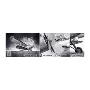 Fotótapéta Minta Standard Eco - A szárnyas vándor - Repülőgép, Repülőgép, Fekete és fehér - 100x30 cm