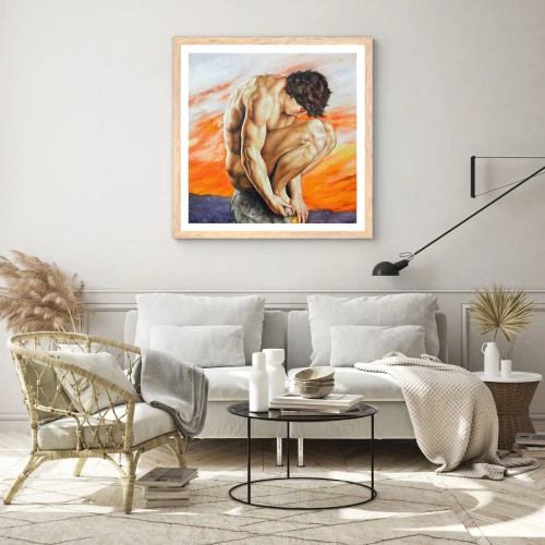 Poszter világos tölgy keretben - Elmerülve önmagában - 60x60 cm