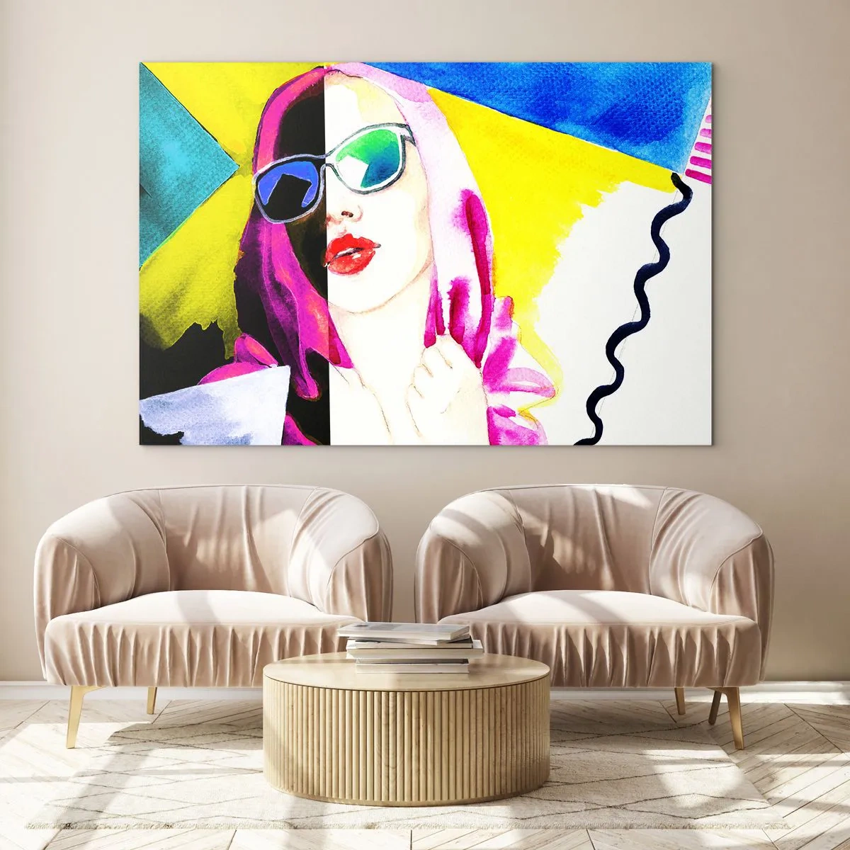 Üveg kép - Nő portréja színes pop-art stílusban - 70x50cm - Nem vagyok fehér és nem vagyok fekete - Modern fali dekoráció nappalihoz és hálószobához ARTTOR
