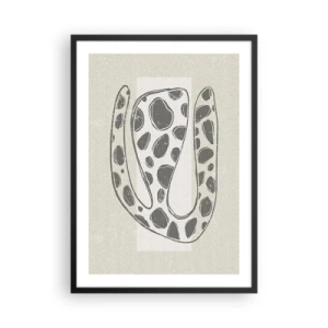 Poszter fehér keretben - Absztrakt organikus forma szürke árnyalatokban - 50x70cm - Egy bizarr teremtmény - Modern fali dekoráció nappalihoz és hálószobához ARTTOR