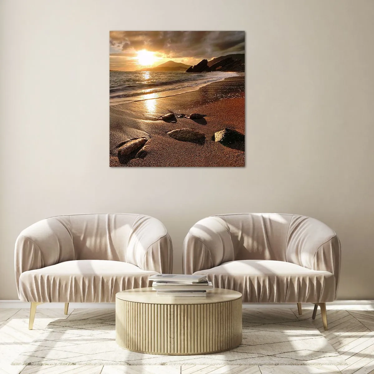 Üveg kép - Kövesd a napot a dombok felé - 60x60 cm