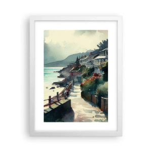 Poszter fekete keretben - Mediterrán város - 30x40 cm
