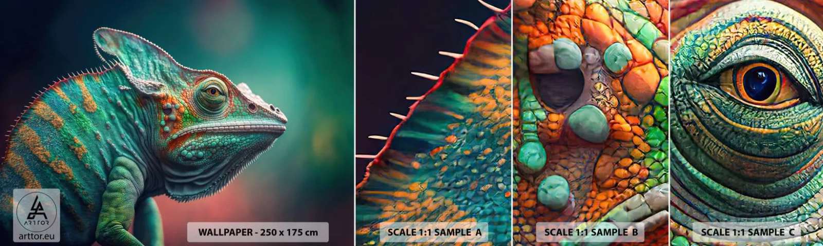 Fotótapéta Minta Öntapadós Deluxe Sticker - Látsz engem? Nem jó... - Kaméleon, Állatok, Hüllő - 100x30 cm