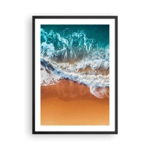 Poszter fehér keretben - Óceáni hullámok és strand légi felvétele - 50x70cm - Mindig párban - Modern fali dekoráció nappalihoz és hálószobához ARTTOR