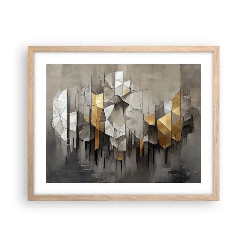 Poszter világos tölgy keretben - Kompozíció jégből és fényből - 50x40 cm