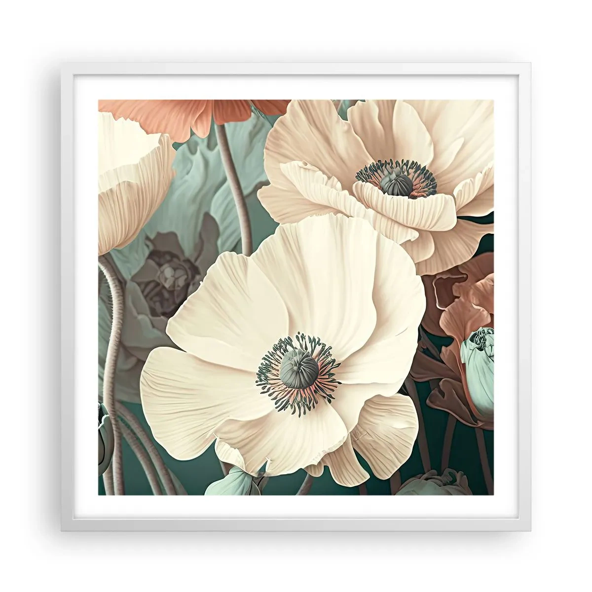 Poszter fekete keretben - Pipacsok suttogása - 60x60 cm