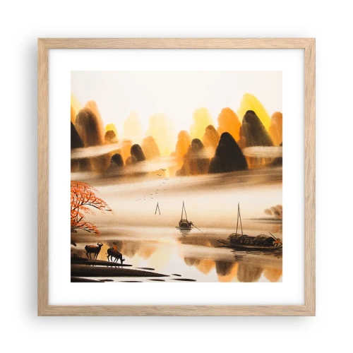 Poszter világos tölgy keretben - Távolabb, mint a Távol-Kelet - 40x40 cm