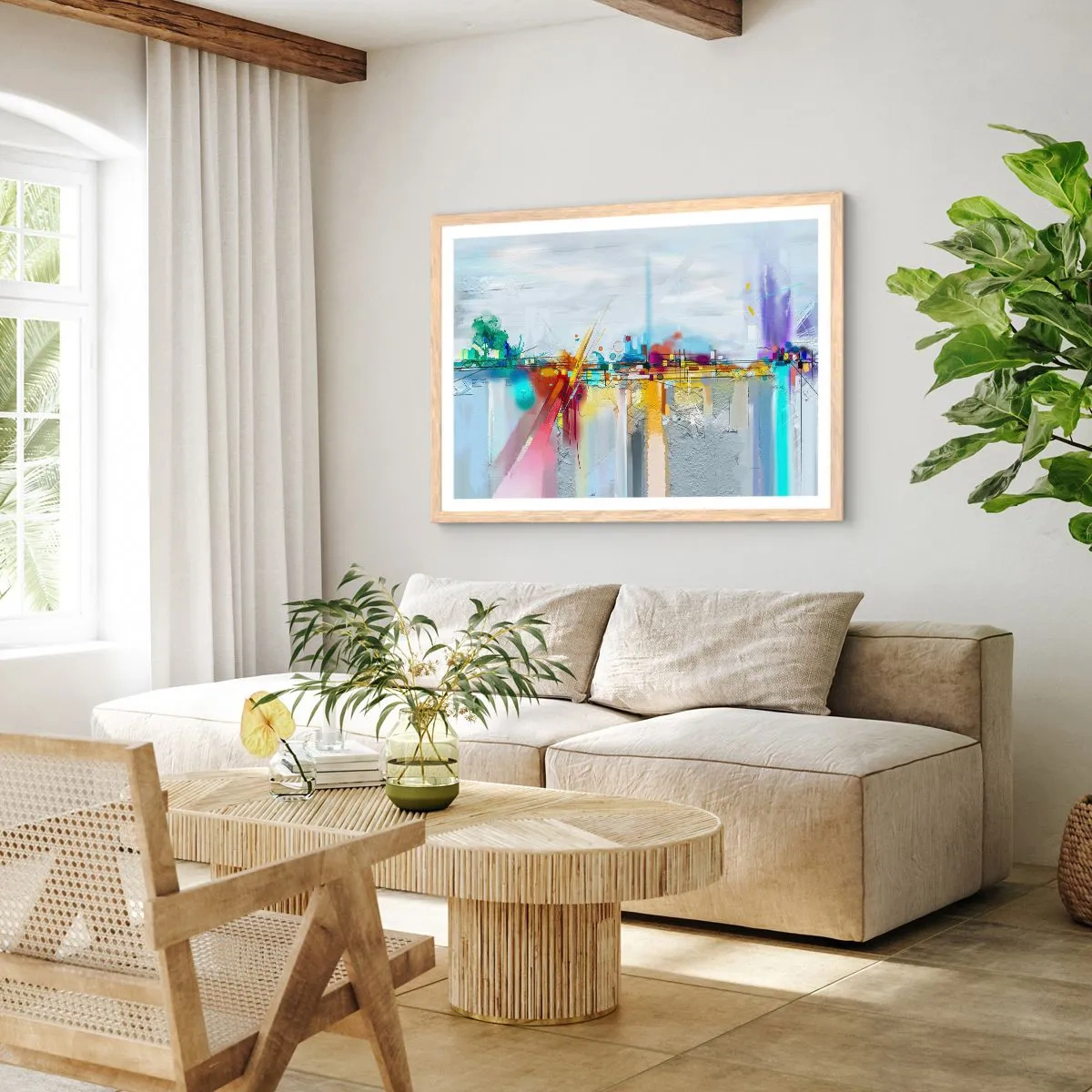 Poszter világos tölgy keretben - Az öröm hídja az élet folyóján - 40x30 cm