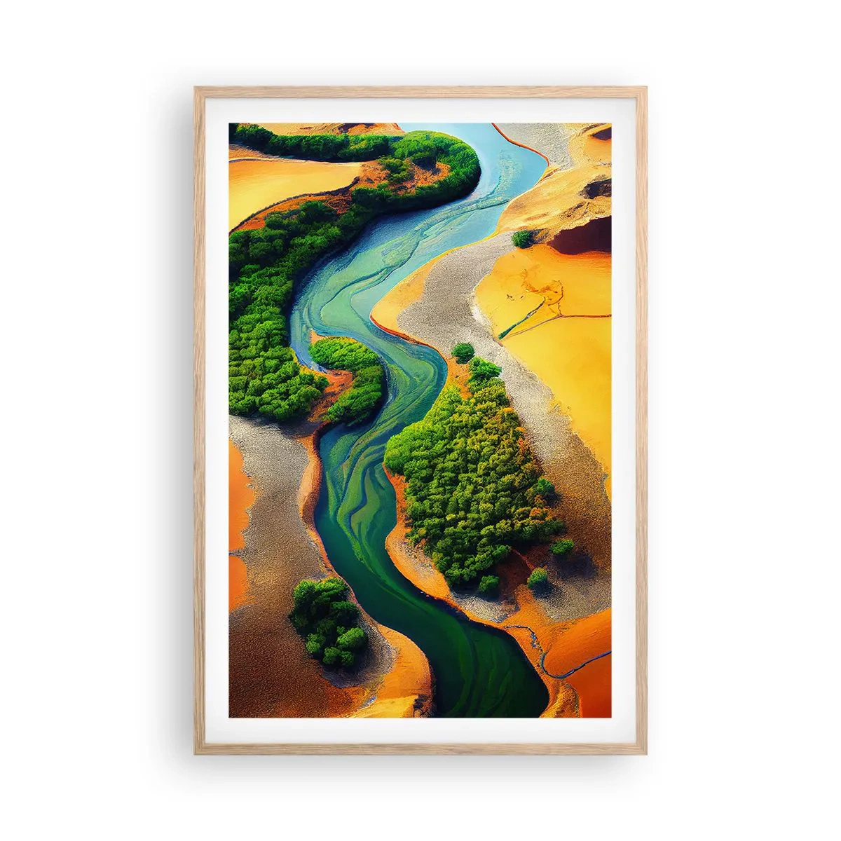 Poszter világos tölgy keretben - Életetadó folyó - 61x91 cm