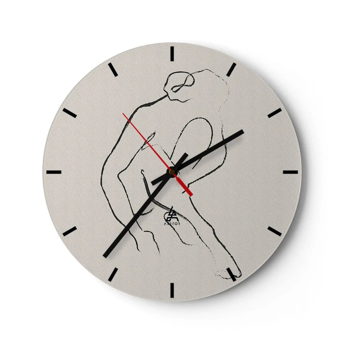 Falióra, Óra - Egy női sziluett finom vázlata világos háttér előtt - 30x30cm - Intim vázlat - Modern fali dekoráció nappalihoz, konyhához és hálószobához ARTTOR