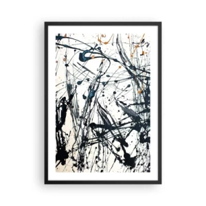 Poszter fehér keretben - Kifejező absztrakció a gesztusfestészet stílusában - 50x70cm - Expresszionista absztrakció - Modern fali dekoráció nappalihoz és hálószobához ARTTOR