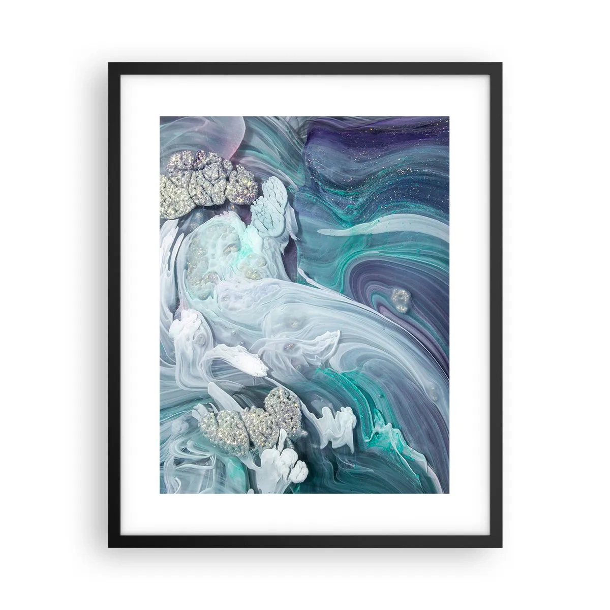 Poszter fehér keretben - Kék áramlatok - 40x50 cm