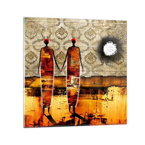 Üveg kép - Etnikai összetétel Afrika színeiben - 40x40 cm