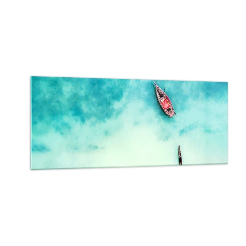 Üveg kép - A Zanzibár strandjain, amikor sok a víz... - 100x40 cm