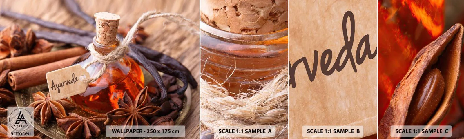 Fotótapéta Minta Öntapadós Deluxe Sticker - A test és a lélek egysége felé - Fahéj, Ánizs, Vanília - 100x30 cm