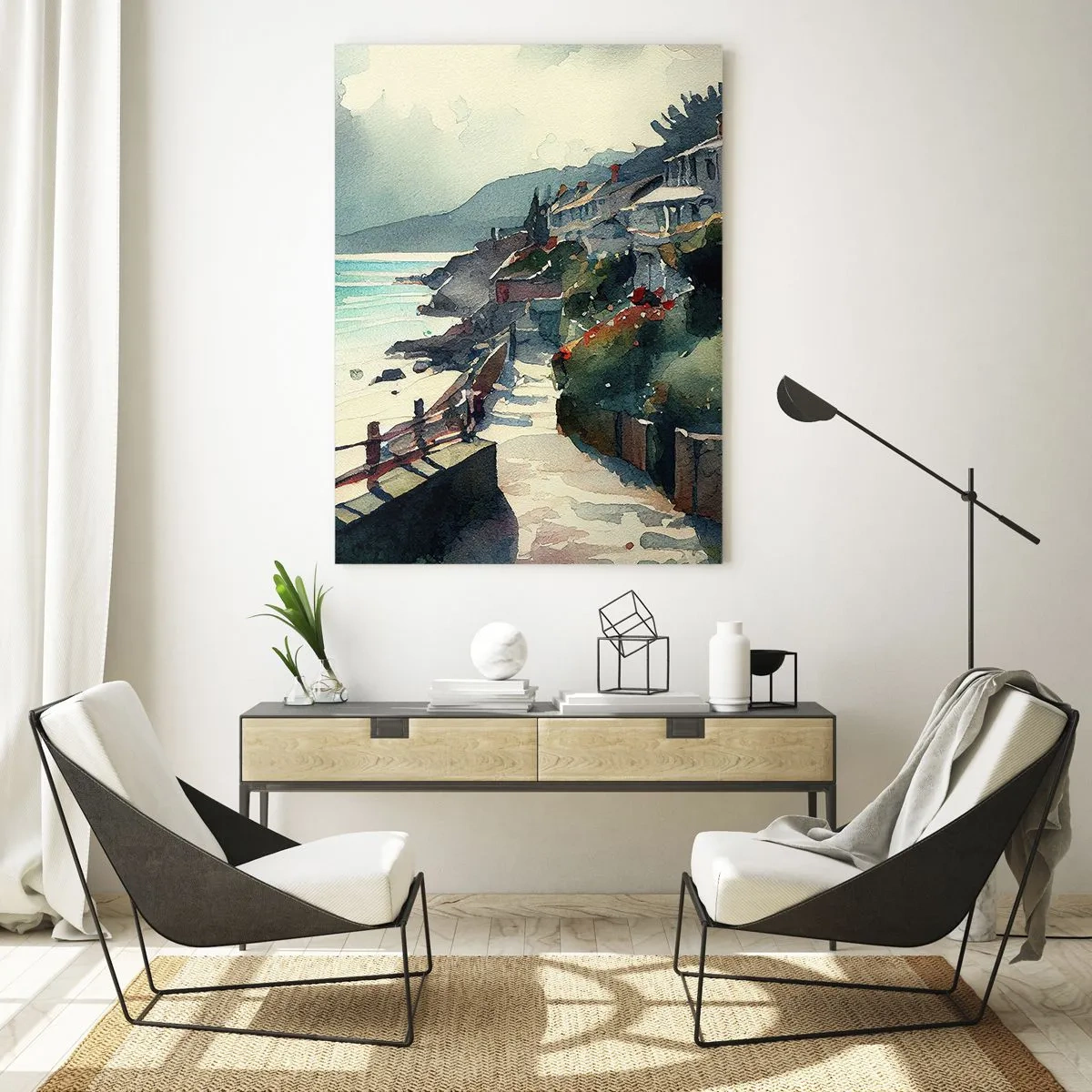 Üveg kép - Mediterrán város - 70x100 cm