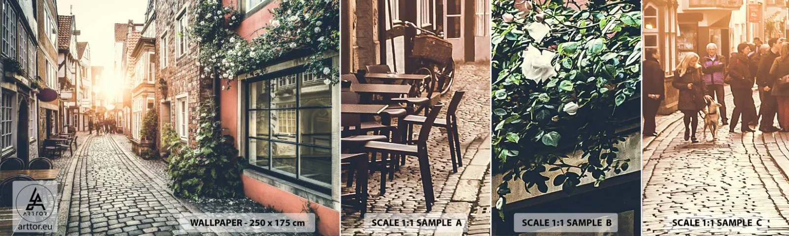 Fotótapéta Minta Standard Eco - Rózsa sikátor rózsaszín fényben - Város, Hollandia, Építészet - 100x30 cm