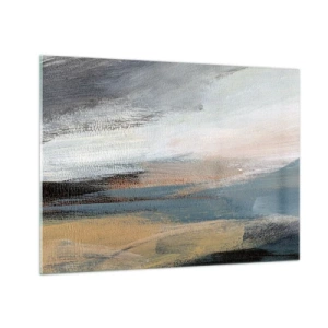 Üveg kép - Egy absztrakt tájkép hideg és földszínűekben. - 70x50cm - Absztrakció: északi táj - Modern fali dekoráció nappalihoz és hálószobához ARTTOR