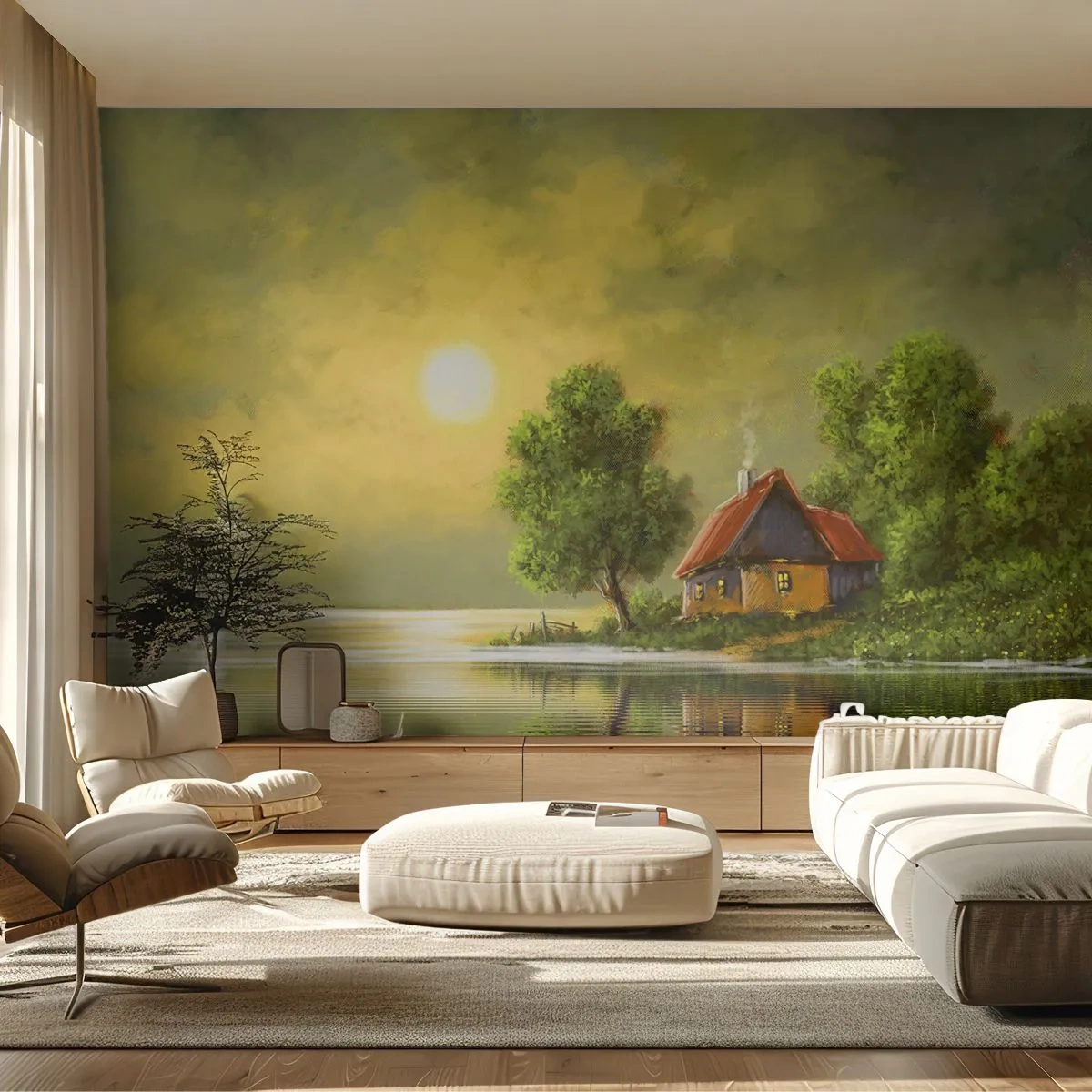 Fotótapéta Standard Eco - Gyönyörű, mint egy képen - Tájkép, Vidéki házikó, Vitorlás - 400x280 cm