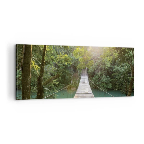 Vászonkép - Az azúrkék vízen át az azúrkék erdőbe - 100x40 cm