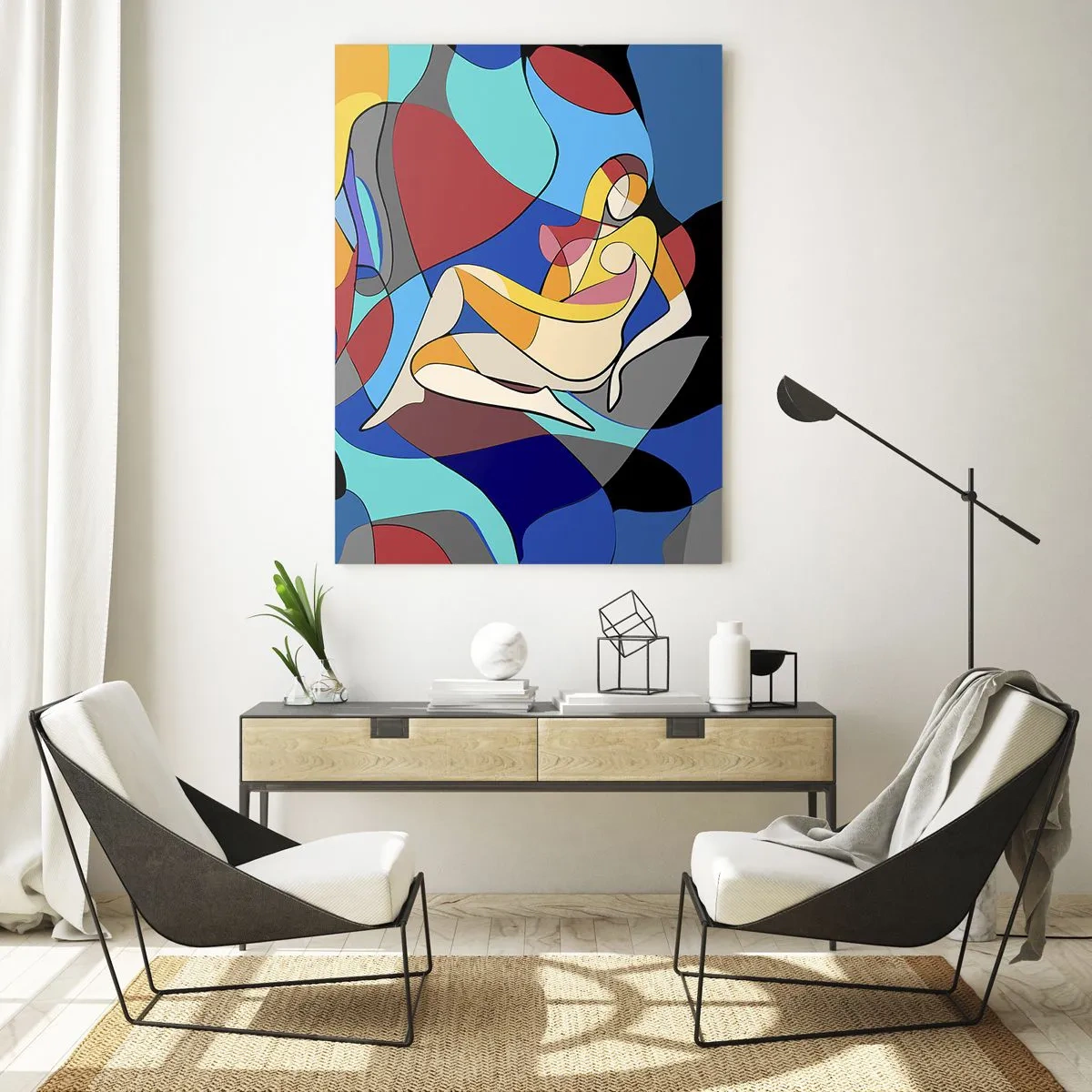 Üveg kép - Kubista akt - 50x70 cm