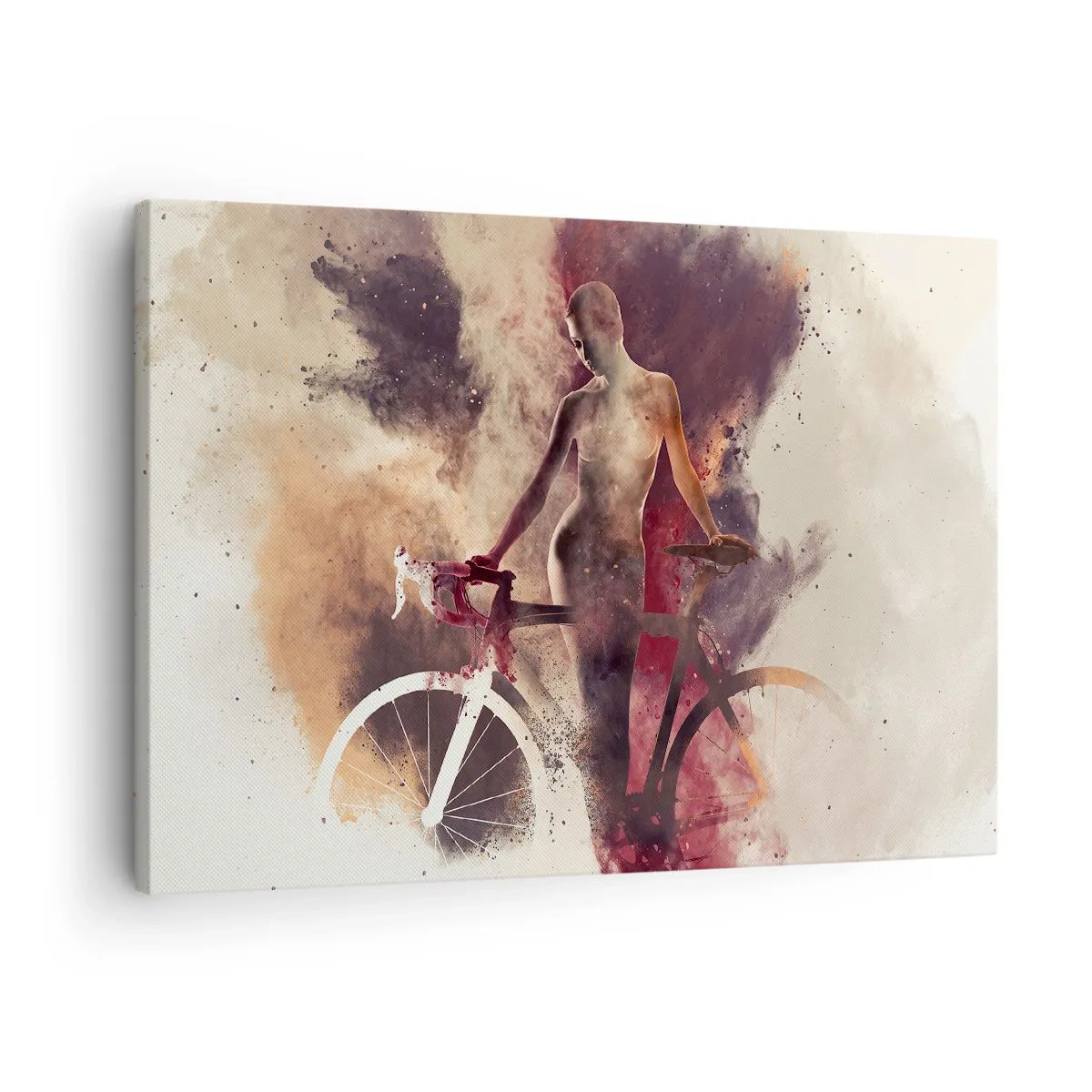 Vászonkép - Absztrakt sziluett egy kerékpárral művészi stílusban - 70x50cm - Márvány formájú kerékpáros lélek - Modern fali dekoráció nappalihoz és hálószobához ARTTOR