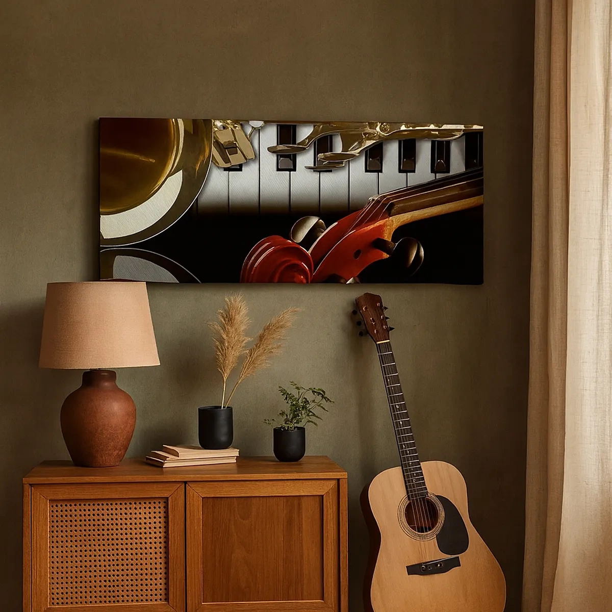 Vászonkép - Fémlemez, fa és elefántcsont - 30x30 cm