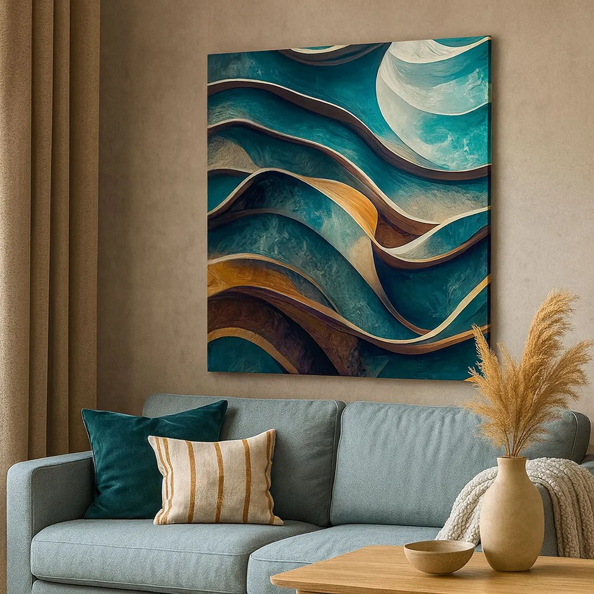 Vászonkép - Kék kanyarulatok - 30x30 cm