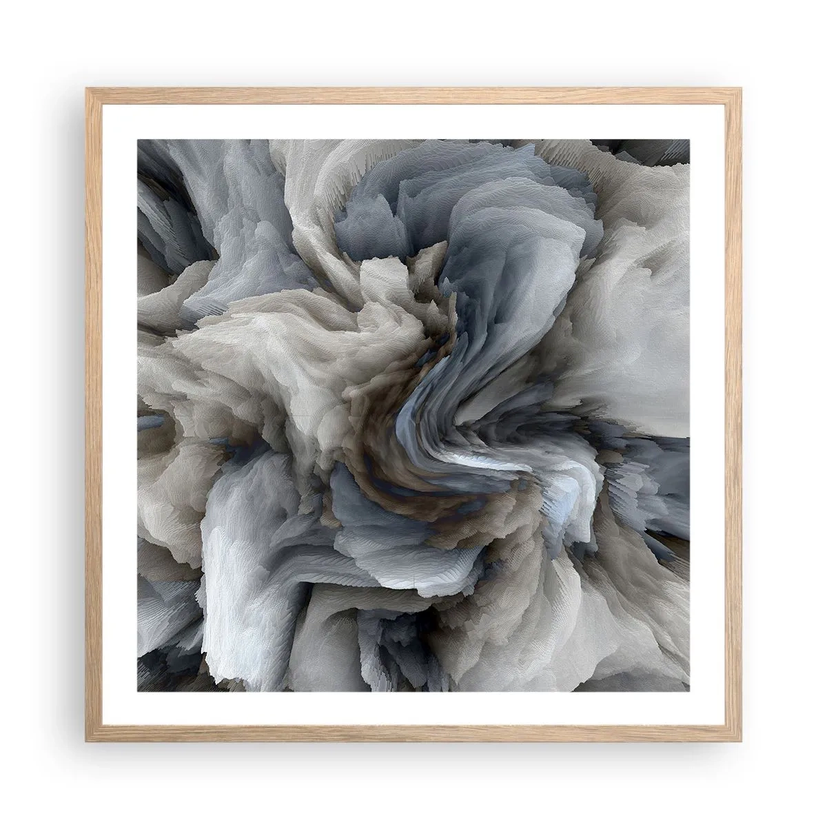 Poszter világos tölgy keretben - Kő és virág - 60x60 cm