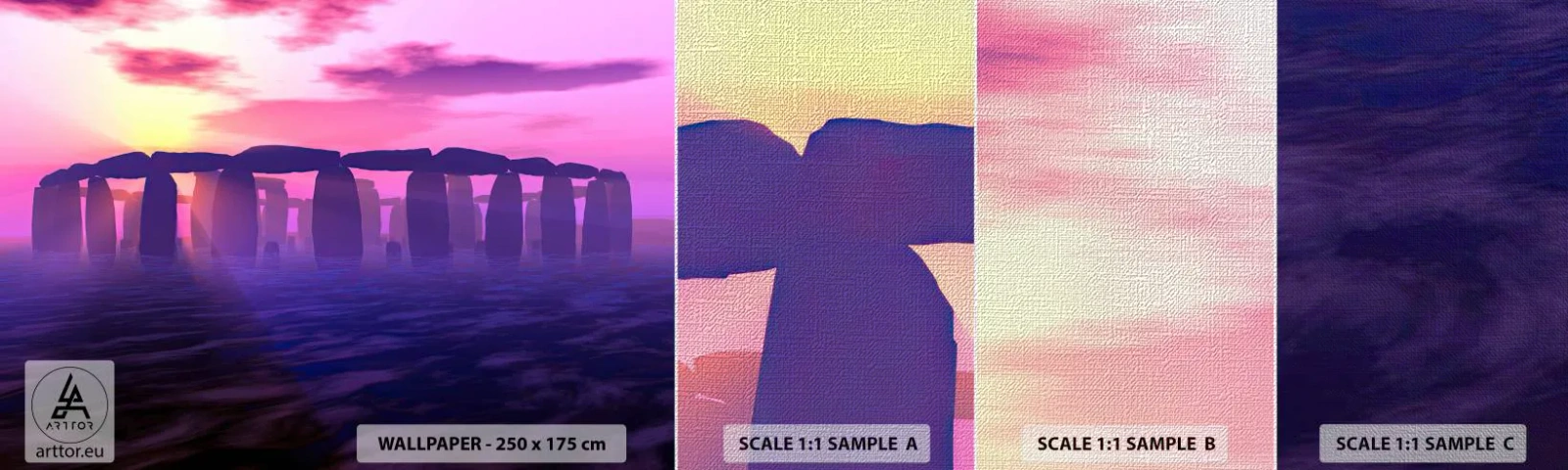 Fotótapéta Minta Premium Canvas - Hajnali rejtély a ködben - Építészet, Stonehenge, Kőkörök - 100x30 cm