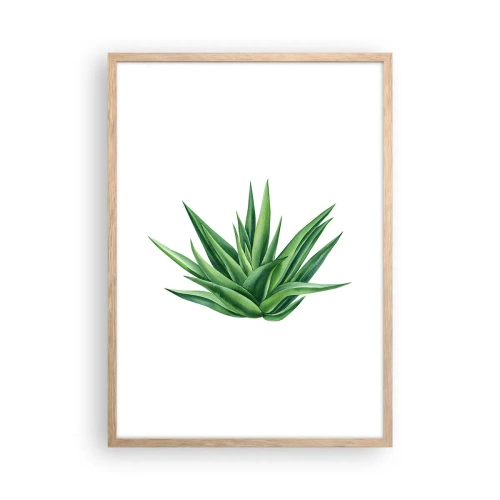 Poszter világos tölgy keretben - Zöld - erő - élet - 50x70 cm