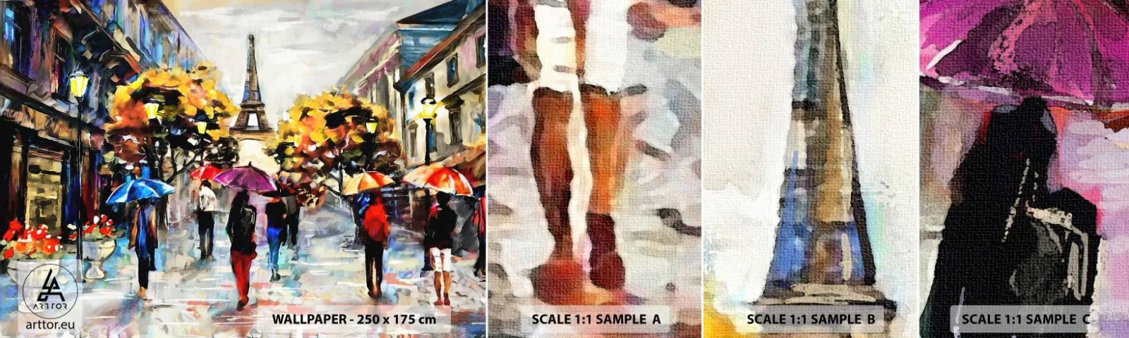 Fotótapéta Minta Öntapadós Deluxe Sticker - Ősszel különösen szép - Város, Párizs, Eiffel-torony - 100x30 cm