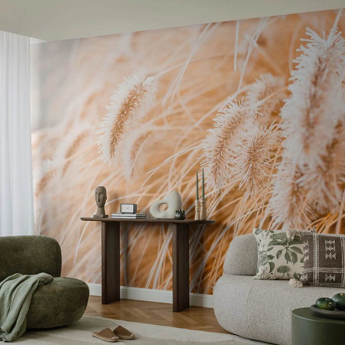 Öntapadós Fotótapéta Deluxe Sticker - A fű arany susogása - Pampas fű, Rét, Természet - 250x175 cm