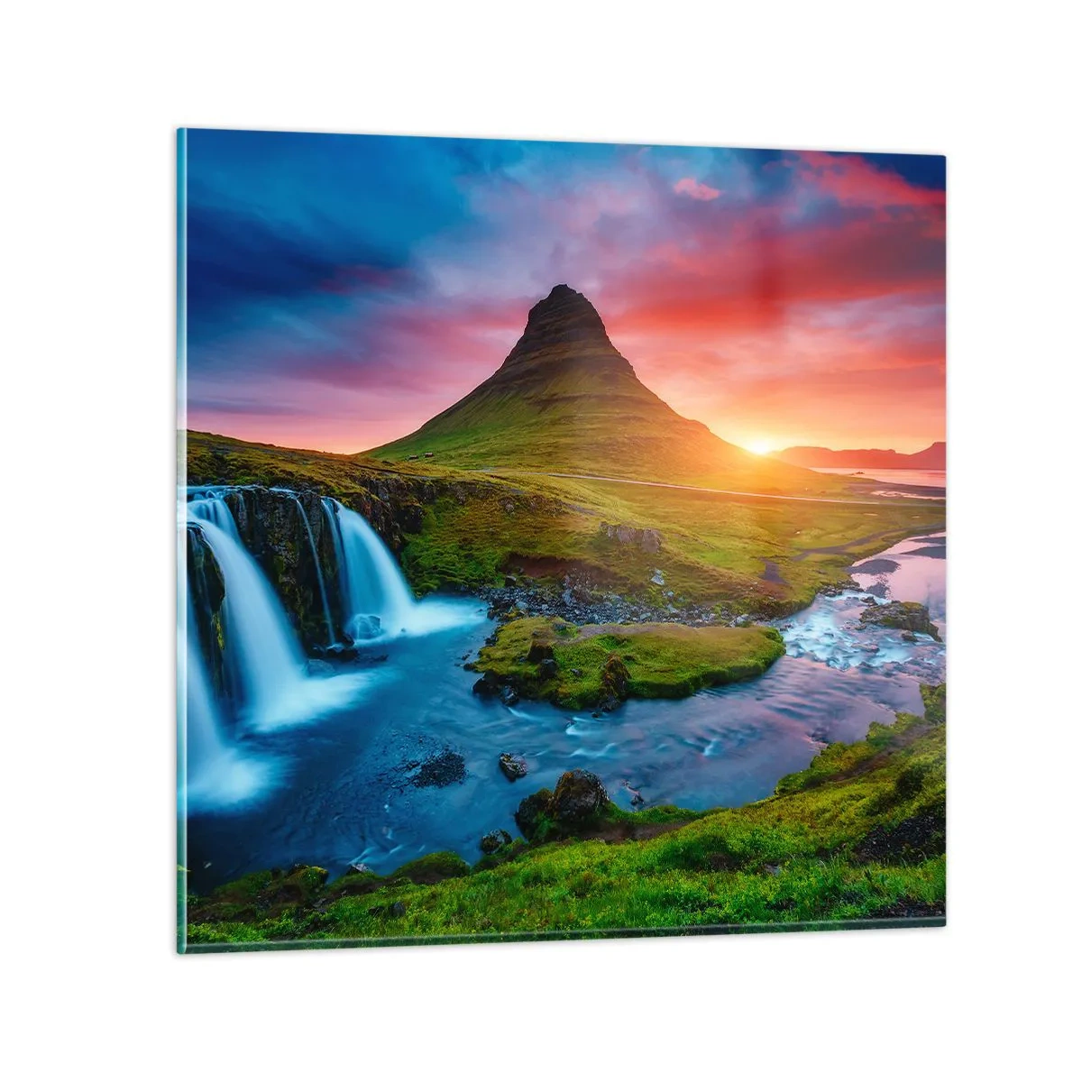 Üveg kép - Izland - tűz és víz - 40x40 cm