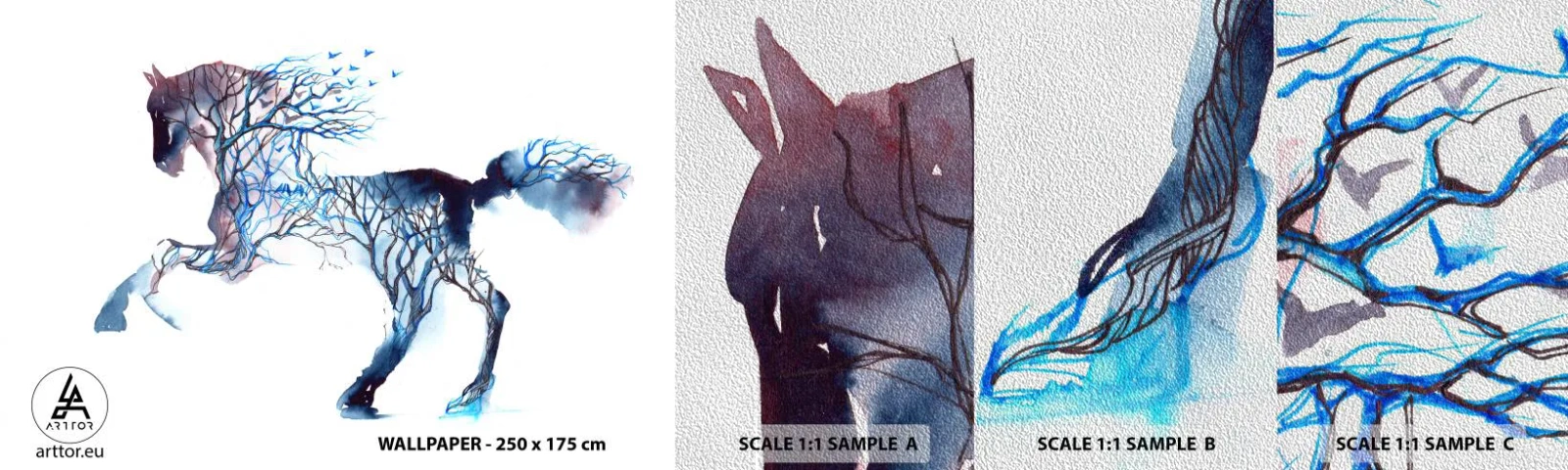 Fotótapéta Minta Premium Sand - Mintha az erdő megmozdult volna - Absztrakció, Ló, Állatok - 100x30 cm