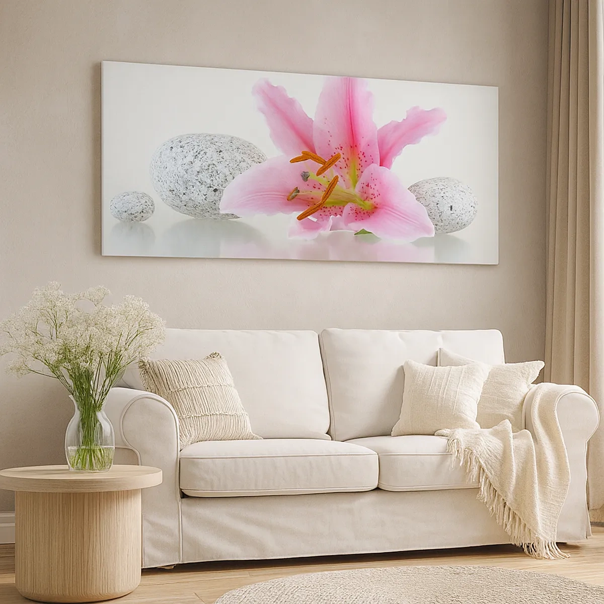 Vászonkép - Egy tanulmány rózsaszín, szürke és fehér színben - 30x30 cm