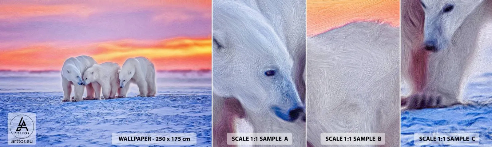 Fotótapéta Minta Standard Eco - Elég a családi meleg - Állatok, Jegesmedve, Hó - 100x30 cm