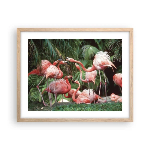 Poszter világos tölgy keretben - Délutáni pletyka - 50x40 cm