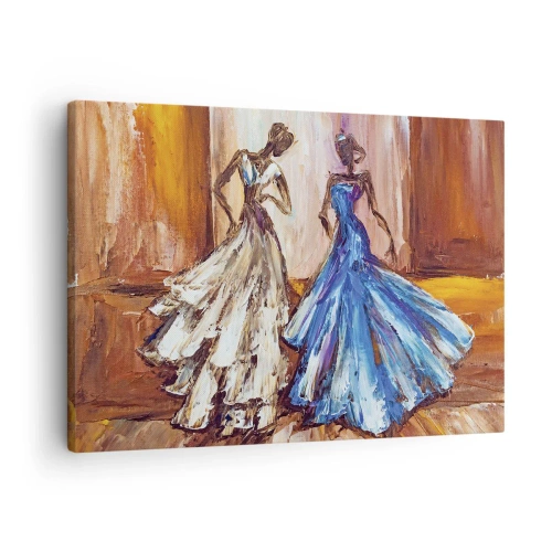 Vászonkép - Estélyi ruhás karakterek művészi stílusban - 70x50cm - Hálás páros - Modern fali dekoráció nappalihoz és hálószobához ARTTOR