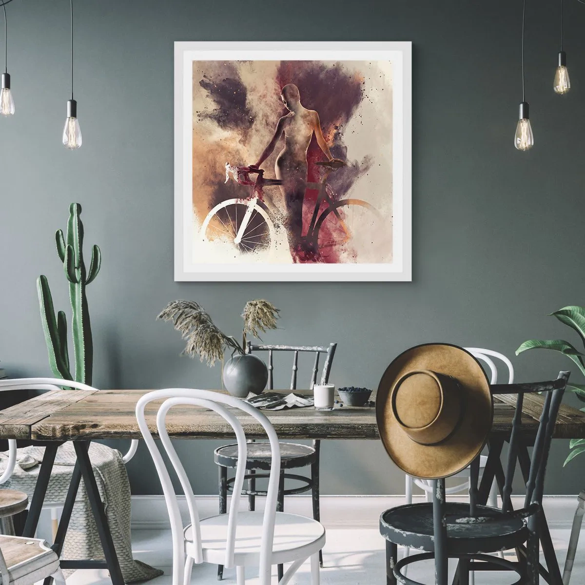 Poszter fekete keretben - Márvány formájú kerékpáros lélek - 30x30 cm