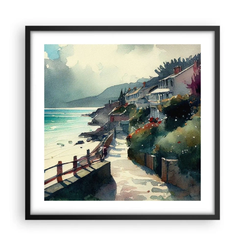 Poszter fehér keretben - Mediterrán város - 50x50 cm